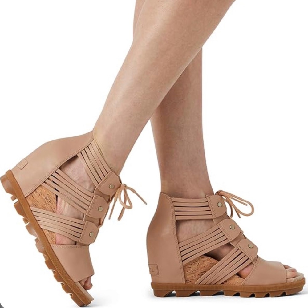 Sorel II Joanie Huarache Women's Tan Lace-Up Wedge Sandals